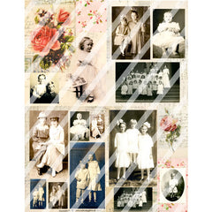 old photo and roses paper collage sheet
