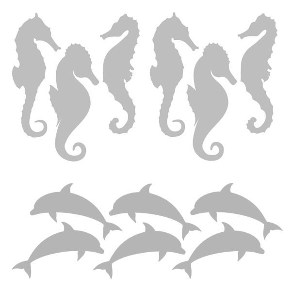 Sea Horses and Dolphins Stencil 6 x 6