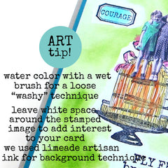 art tip on water coloring rubber stamped cards