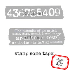 Artist & Numbers Tape Rubber Stamp