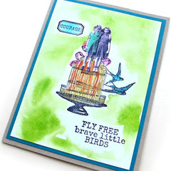 rubber stamped and collage card