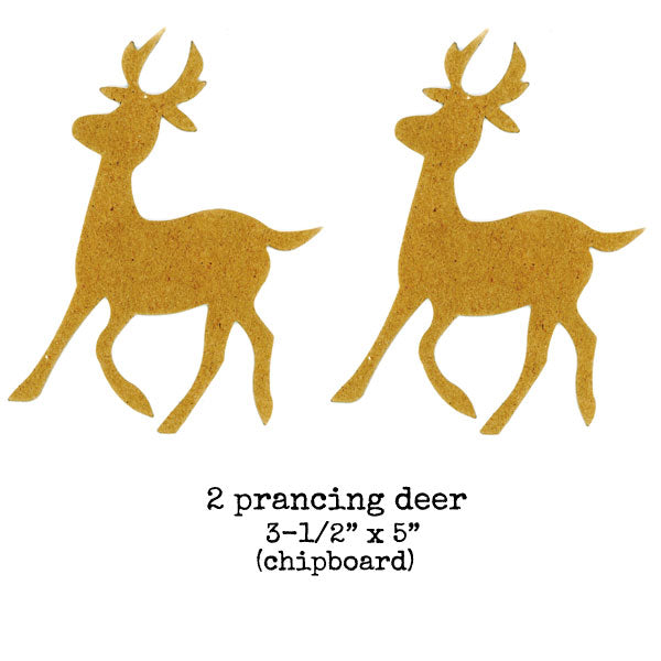 2 Chipboard Prancing Deer