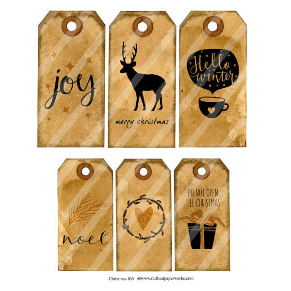 Christmas Collage Sheet 100 Tags
