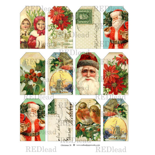 Christmas Collage Sheet 58 Tags