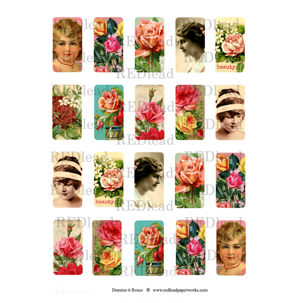 Roses Domino Collage Sheet 6