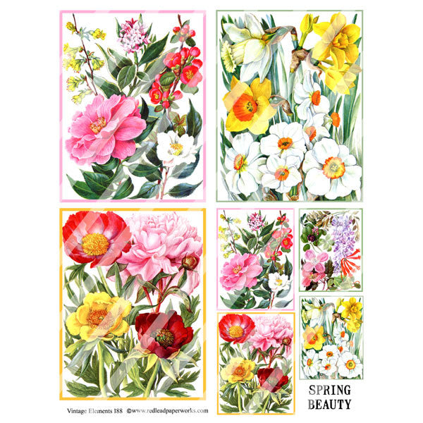 vintage elements flower collage sheets