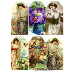Spring Collage Sheet 36 Spring Tags