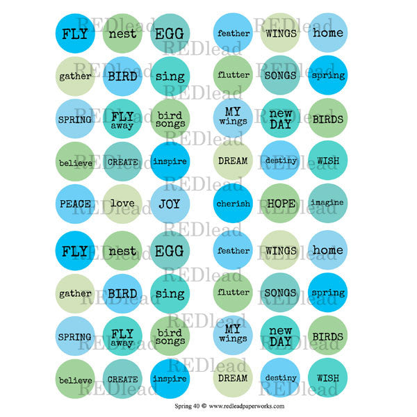 Word Circles Spring Collage Sheet 40