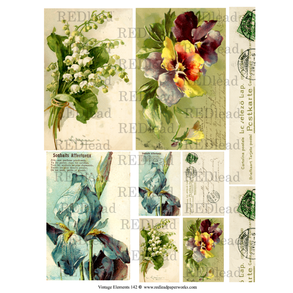 Vintage Elements 142 Collage Sheets Spring Flowers
