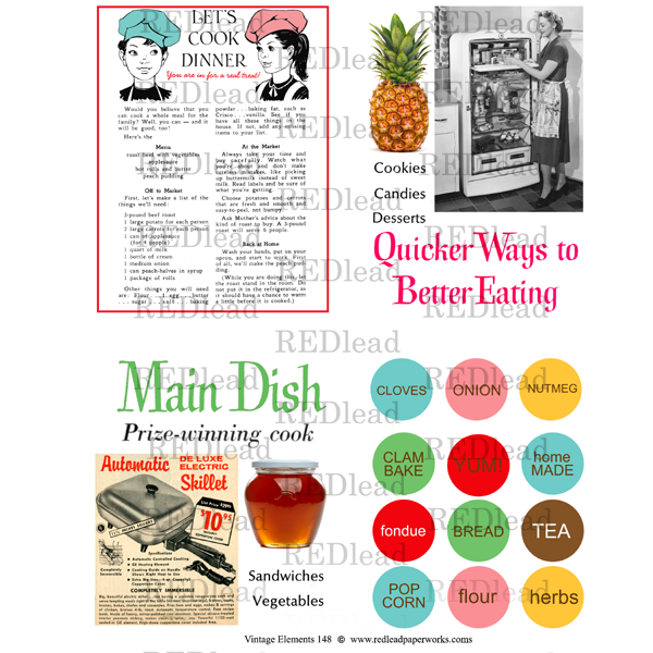 Collage Sheet Vintage Elements 148 - Favorite Recipes