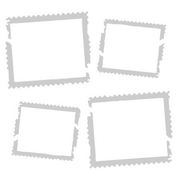 Grungy Postage Stamp Frames Stencil 6 x 6