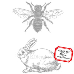 Honey Bee and Bunny Rabbit Rubber Stamp