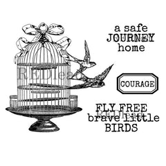 birds and bird cage rubber stamps