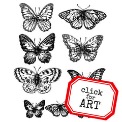 garden butterfly rubber stamps