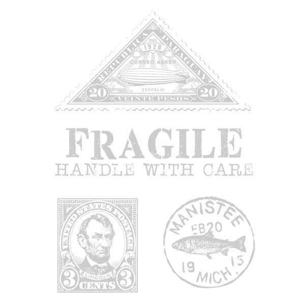 Fragile Handle With Care Postage Rubber Stamp