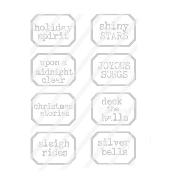 Holiday Spirit Little Labels Christmas Rubber Stamp