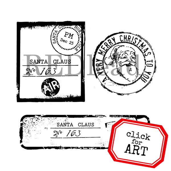 Santa Postage Christmas Rubber Stamp