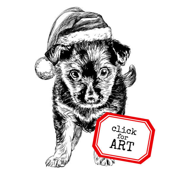 santa puppy Christmas Rubber Stamp