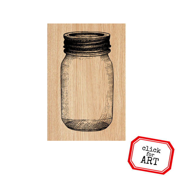 Little Mason Jar Wood Mount Rubber Stamp