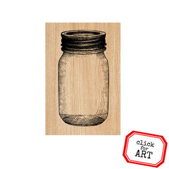 Little Mason Jar Wood Mount Rubber Stamp