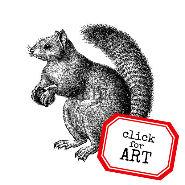 Woodland Squirrel Rubber Stamp