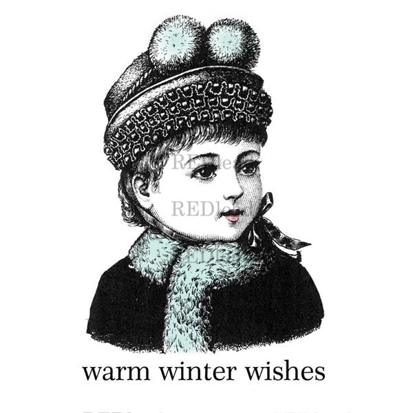 Warm Winter Wishes Christmas Rubber Stamp