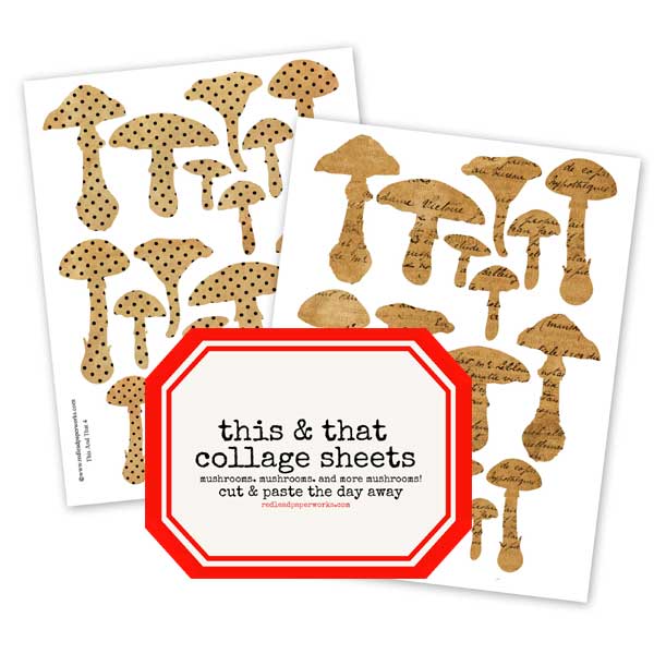 This and That Autumn Mushrooms Collage Sheet Collection