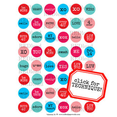 Valentine 56 Collage Sheet Word Circles