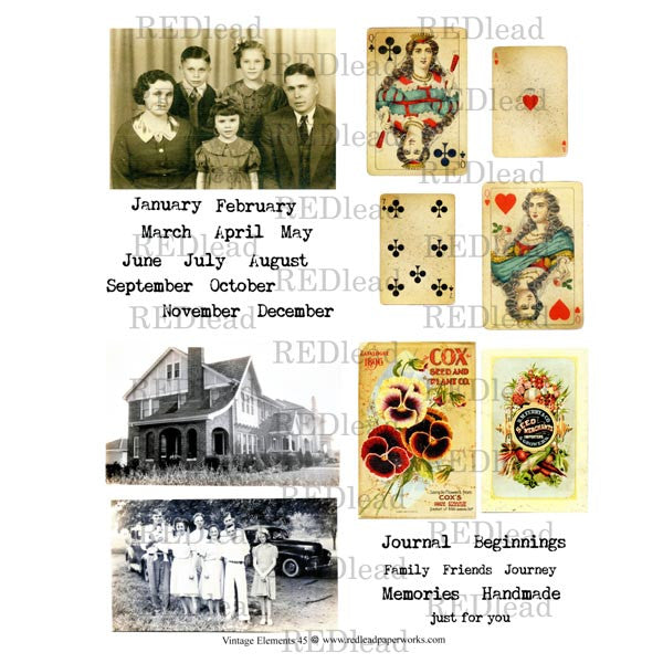 Collage Sheet Vintage Elements 45
