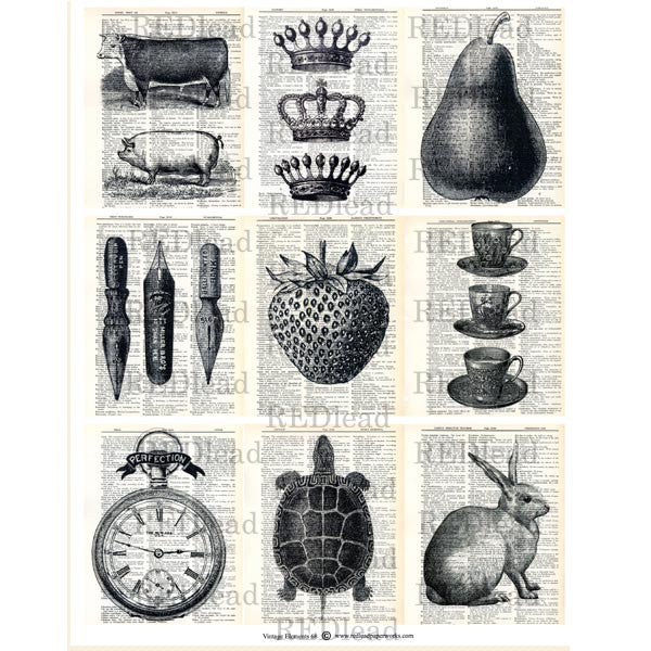 Collage Sheet Vintage Elements 68