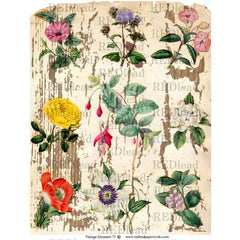 Vintage Elements 73 Flower Collage Sheet