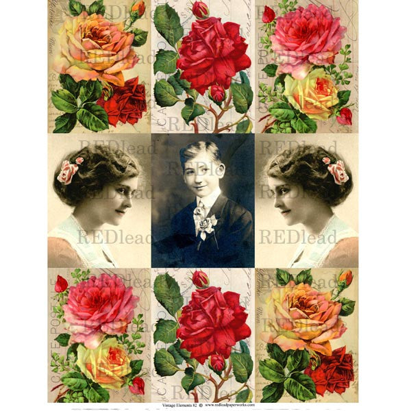 Collage Sheet Vintage Elements 82