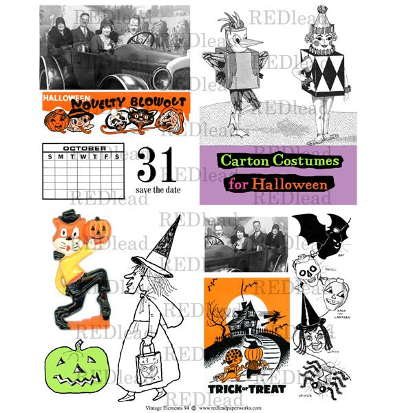 Collage Sheet Vintage Elements 94 Halloween