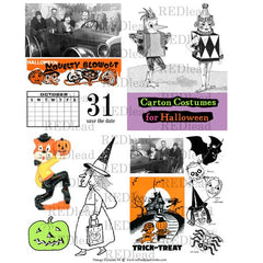 Collage Sheet Vintage Elements 94 Halloween