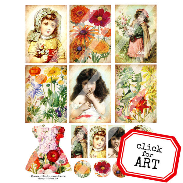 Vintage Elements 210 Artist Trading Card Collage Sheet