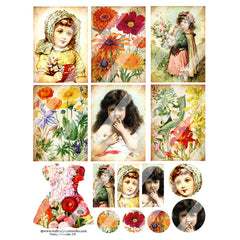 Vintage Elements 210 Artist Trading Card Collage Sheet