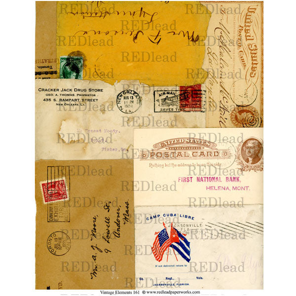 vintage elements mail art collage sheet