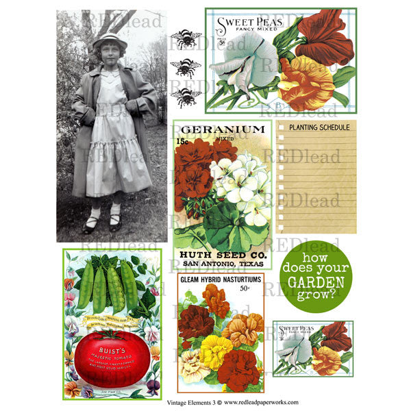 Collage Sheet Vintage Elements 3