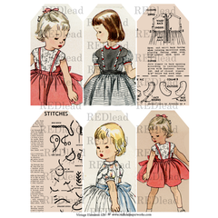 Vintage Elements 128 Sewing Tags Collage Sheet