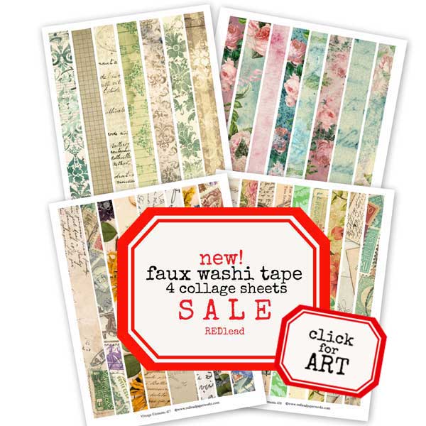 Faux Washi Tape Vintage Elements Collage Sheet Collection