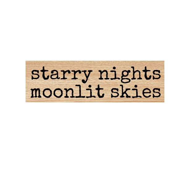 Starry Nights Moonlit Skies Wood Mount Rubber Stamp